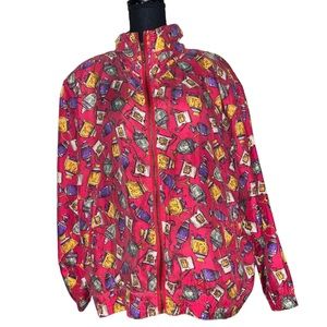 Vintage Ac-tic-ology 100% Silk Vase Bomber Jacket